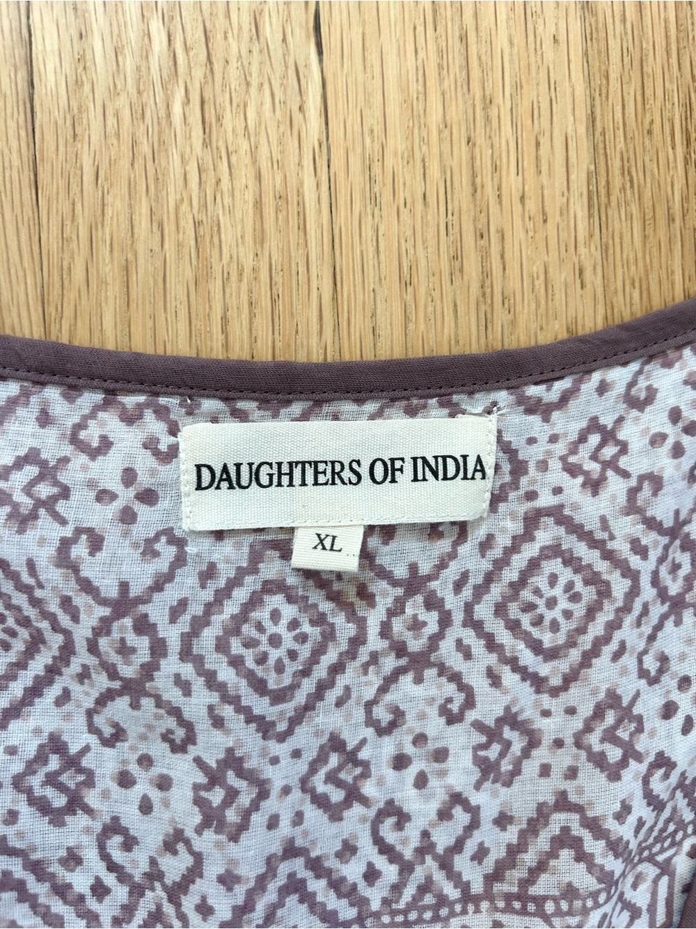 DAUGHTERS OF INDIA jasmine maxi dress lavender block print boho cotton size XL - Picture 7 of 13